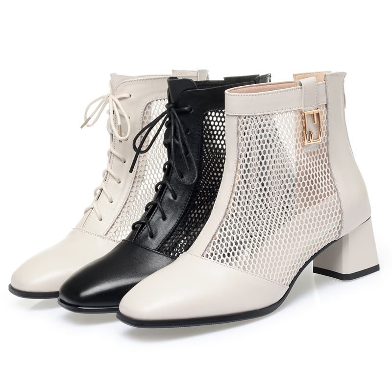 Mrežaste martin čizme, Ljetne tanke ženske prozračne sandale od prave kože, Mrežaste čizme, Čizme s udubljenjima, Nove kratke čizme, Jednostruke čizme