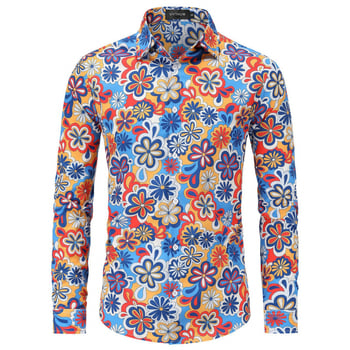 3D принтирана ежедневна риза с дълъг ръкав в европейски и американски стил за млади мъже - нов уличен стил за търговия в чужбина