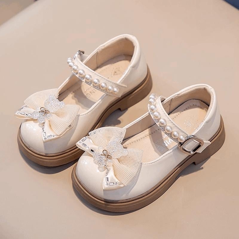 Черни кожени обувки за момичета, есен 2024, нов модел, детски принцески обувки, модерни и стилни, с мека подметка, за момичета през пролетта и есента.