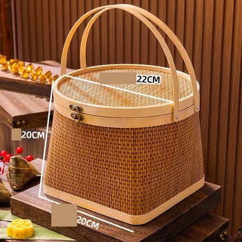 Veleprodaja poklon kutija s rižinim knedlama za Festival zmajevih brodova, ručno tkano pakiranje od bambusa, bambusova košara, prazne poklon kutije, pakiranje poklona u kineskom stilu