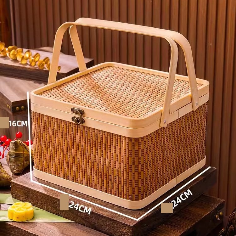Veleprodaja poklon kutija s rižinim knedlama za Festival zmajevih brodova, ručno tkano pakiranje od bambusa, bambusova košara, prazne poklon kutije, pakiranje poklona u kineskom stilu