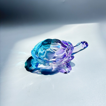 Kristalna realistična minijaturna figurica kornjače, staklena kornjača za novac, ukras za kućni akvarij, povoljan ukras, žuta kristalna kornjača.