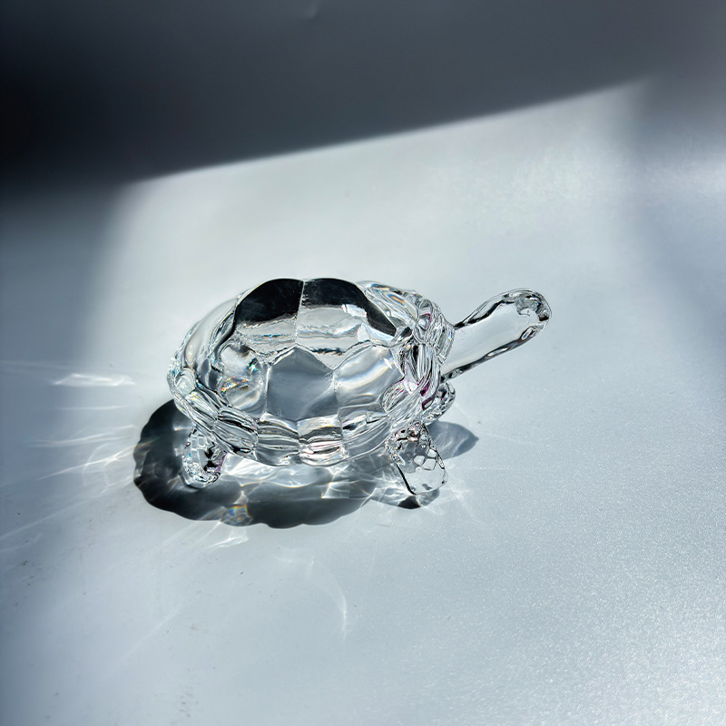 Kristalna realistična minijaturna figurica kornjače, staklena kornjača za novac, ukras za kućni akvarij, povoljan ukras, žuta kristalna kornjača.