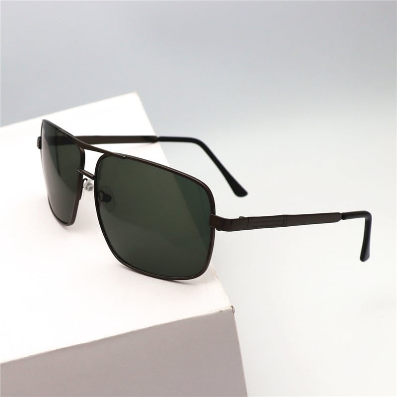 Слънчеви очила с подсилени стъкла на едро, авиаторски слънчеви очила, мъжки слънчеви очила с метални рамки, квадратни очила с пълна рамка