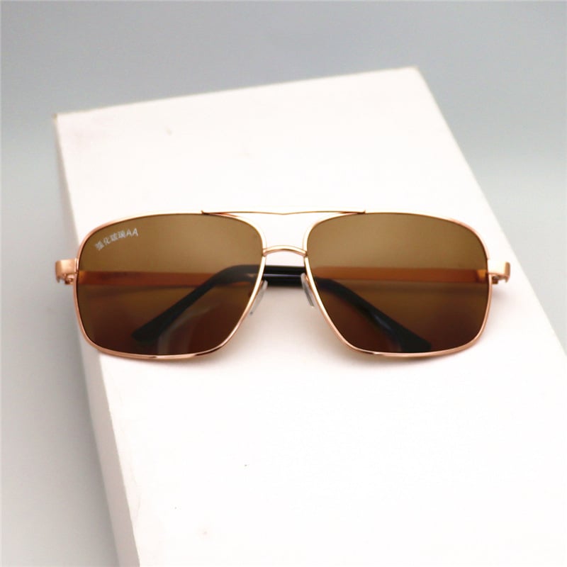 Слънчеви очила с подсилени стъкла на едро, авиаторски слънчеви очила, мъжки слънчеви очила с метални рамки, квадратни очила с пълна рамка