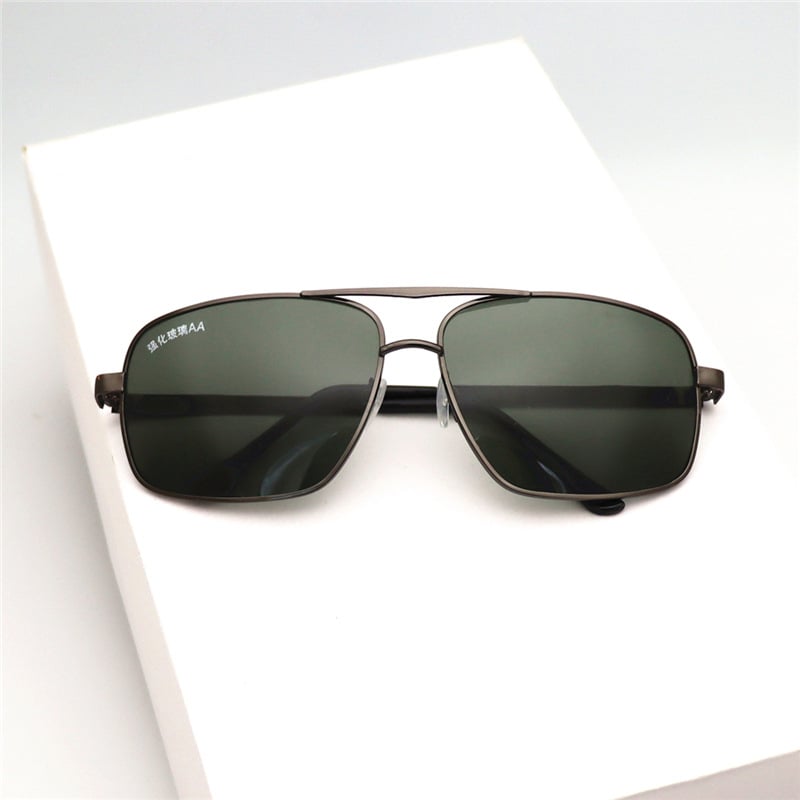 Слънчеви очила с подсилени стъкла на едро, авиаторски слънчеви очила, мъжки слънчеви очила с метални рамки, квадратни очила с пълна рамка