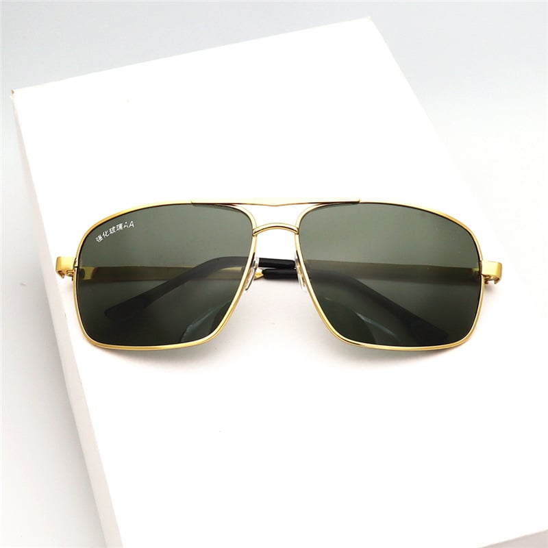 Слънчеви очила с подсилени стъкла на едро, авиаторски слънчеви очила, мъжки слънчеви очила с метални рамки, квадратни очила с пълна рамка