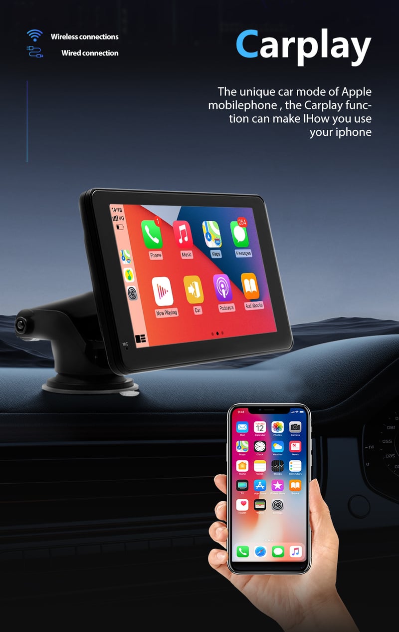 Noul player auto MP5 wireless CarPlay Smart Screen de 7 inch și sistemul de navigație auto, disponibile exclusiv pentru piața transfrontalieră
