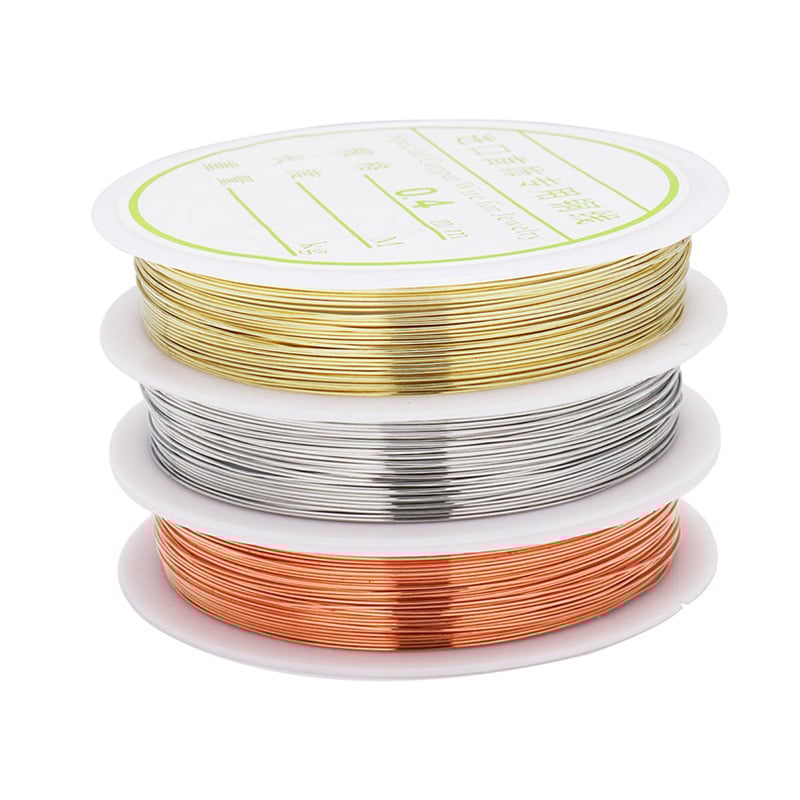 Медна тел за изработка на бижута „Направи си сам“, конец за оформяне на аксесоари за коса с отворен контур, златна, сребърна и медна тел, медна тел за запазване на цвета, 1 мм.