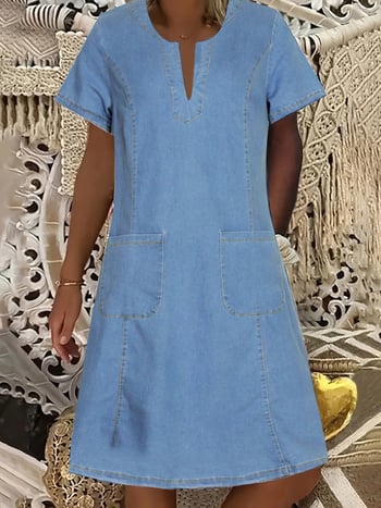 2025 Az Amazon legkelendőbb farmerruhája 2025-ben, európai és amerikai, határokon átnyúló szexi női ruha V-nyakkal és mosott fazonnal.