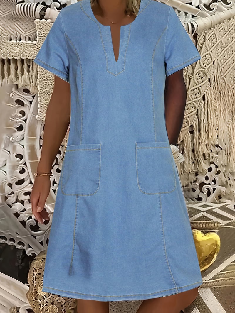 2025 Az Amazon legkelendőbb farmerruhája 2025-ben, európai és amerikai, határokon átnyúló szexi női ruha V-nyakkal és mosott fazonnal.