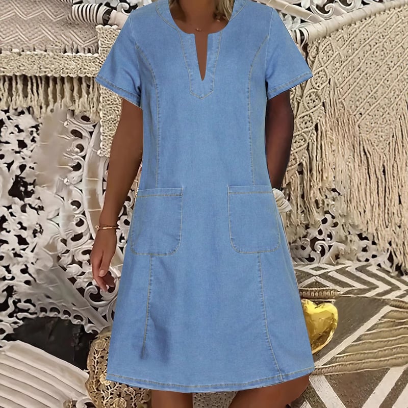 2025 Az Amazon legkelendőbb farmerruhája 2025-ben, európai és amerikai, határokon átnyúló szexi női ruha V-nyakkal és mosott fazonnal.