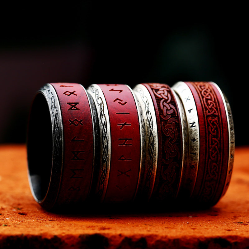 Steel Warrior Jednoduchý retro pánsky prsteň z nehrdzavejúcej ocele Veľkoobchodný európsky a americký štýl Personalizovaný drevený dyhovaný titánový oceľový šperkový prsteň