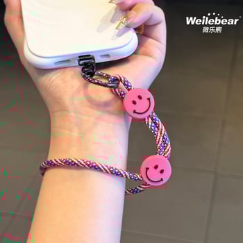 Koniec šmýkaniu! Šnúrka na telefón s usmievavou tváričkou, nastaviteľný remienok na zápästie, unisex prívesok na fotoaparát, šnúrka proti strate na vonkajšie použitie.