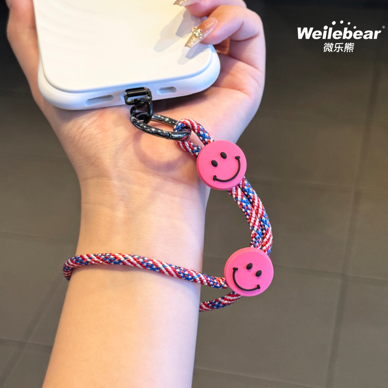 Koniec šmýkaniu! Šnúrka na telefón s usmievavou tváričkou, nastaviteľný remienok na zápästie, unisex prívesok na fotoaparát, šnúrka proti strate na vonkajšie použitie.