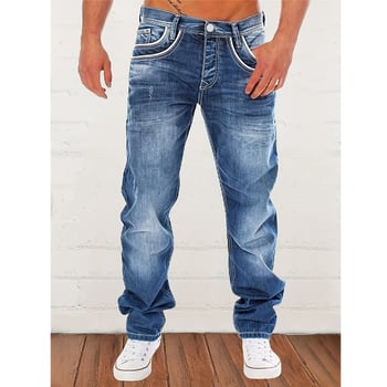 Pánske ležérne rovné džínsy, pánske retro voľné ležérne džínsy, ležérny denim s praním