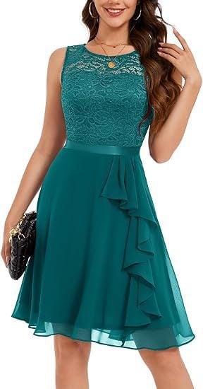 Nové večerné šaty v európskom a americkom štýle, čipkované patchworkové šaty