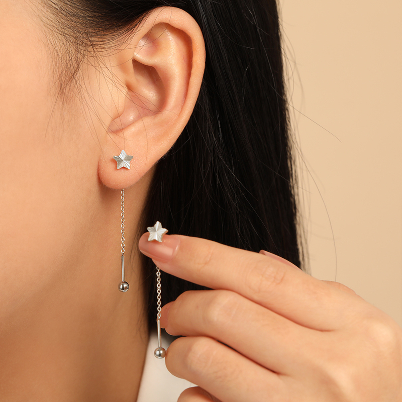 Nikový dizajn v kórejskom štýle, minimalistické laserom rezané náušnice s päťcípou hviezdou, moderné a jedinečné náušnice z titánovej ocele