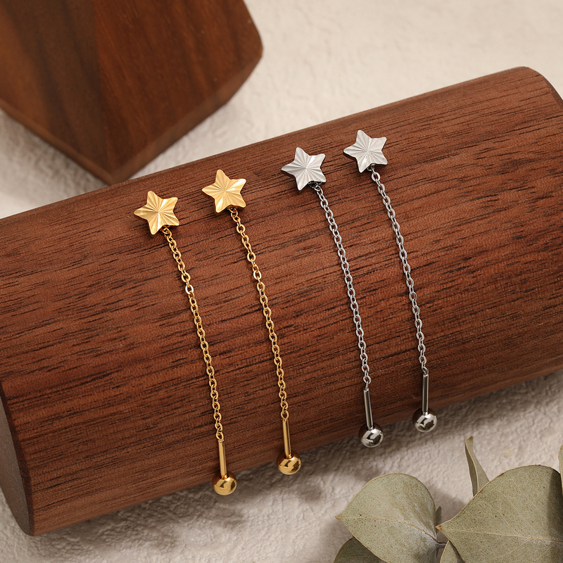 Nikový dizajn v kórejskom štýle, minimalistické laserom rezané náušnice s päťcípou hviezdou, moderné a jedinečné náušnice z titánovej ocele