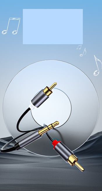 Veľkoobchodný predajný 3,5 mm 1-na-2 rozbočovací duálny RCA reproduktorový kábel na pripojenie reproduktorov, počítačov a mobilných telefónov.