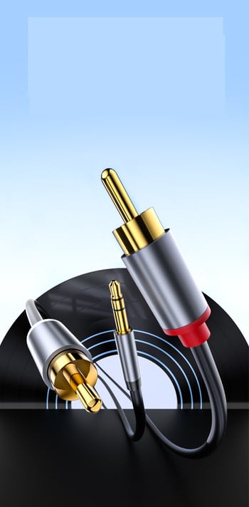 Veľkoobchodný predajný 3,5 mm 1-na-2 rozbočovací duálny RCA reproduktorový kábel na pripojenie reproduktorov, počítačov a mobilných telefónov.