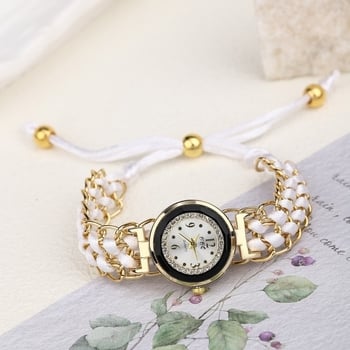 Új női karóra kis számlappal, gyémántberakással, fonott kötéllel, retró modern, visszahúzható kvarc női karóra kötéllel, már kapható.