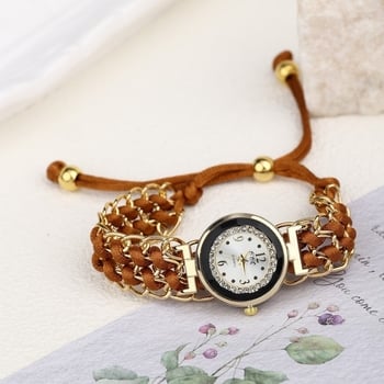 Új női karóra kis számlappal, gyémántberakással, fonott kötéllel, retró modern, visszahúzható kvarc női karóra kötéllel, már kapható.