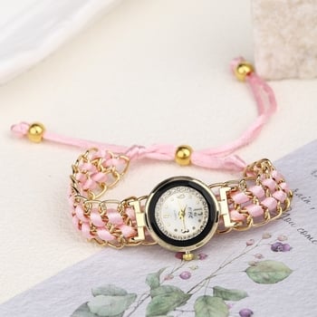 Új női karóra kis számlappal, gyémántberakással, fonott kötéllel, retró modern, visszahúzható kvarc női karóra kötéllel, már kapható.