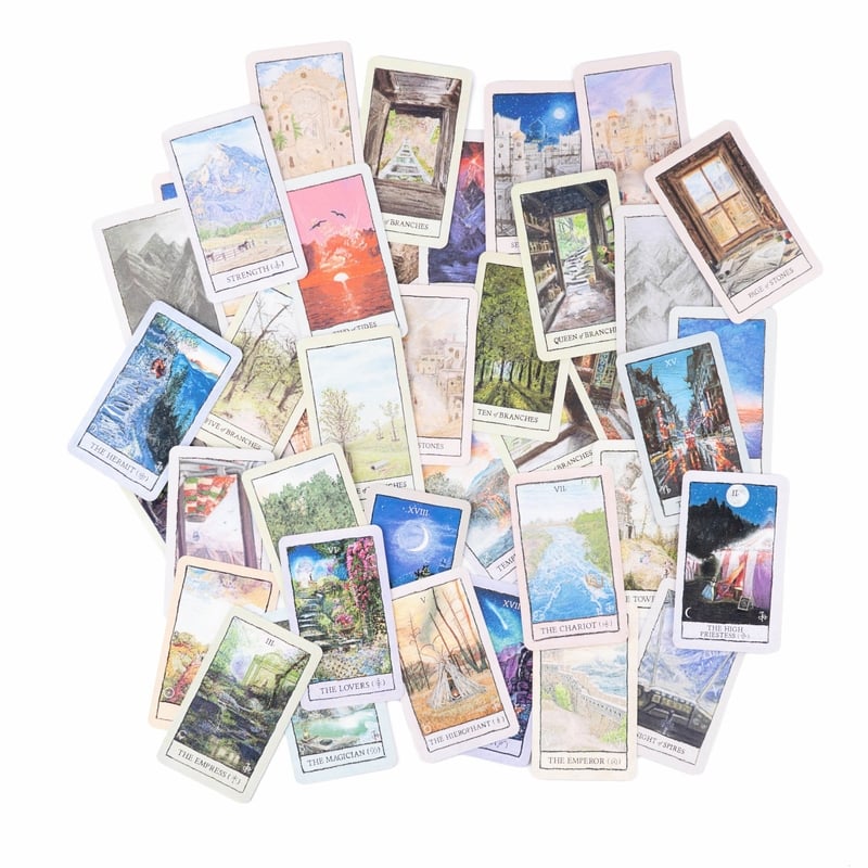 Карти таро с пейзаж на ума в стил маслена живопис, карти Райдър-Уейт