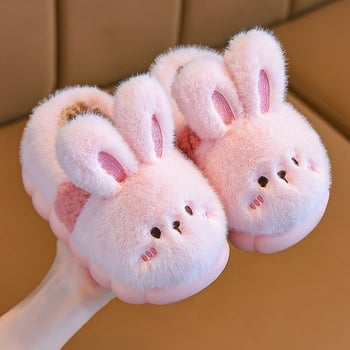 Nyuszi mintás pamut papucs lányoknak, zárt sarkú, ideális őszi-téli beltéri használatra, csúszásmentes, meleg és puha.