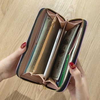 Új, stílusos, lézerrel vágott hosszú női pénztárca, multifunkcionális női pénztárca, nagy kapacitású mobiltelefon-táska, több kártyahellyel ellátott clutch