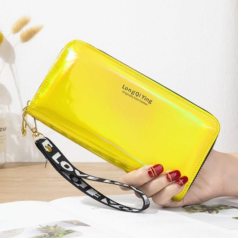 Új, stílusos, lézerrel vágott hosszú női pénztárca, multifunkcionális női pénztárca, nagy kapacitású mobiltelefon-táska, több kártyahellyel ellátott clutch