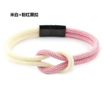 Milánói fonott karkötő piros kötéllel, unisex fazon pároknak, szerelmes csomós karkötő, divatos karkötő.