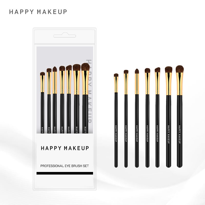 A HappyMakeup legkelendőbb 7 darabos lószőrből készült szemhéjfesték ecset, szemfesték ecset és sminkfixáló ecset készlete - mindegyik állatszőrből készült.