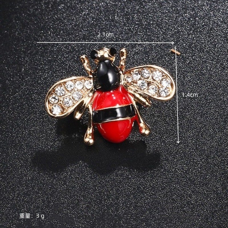 Aranyos koreai stílusú katicabogár és méhecske bross, ötvözetből készült rovar kitűző kristályokkal díszítve, ruhatáska kiegészítők