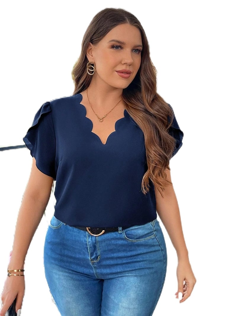 Raktáron: Női gyapjú kötött pulóver rövid ujjúval, hullámos szegéllyel és V-nyakkal, 2025 nyár, új francia fazon.