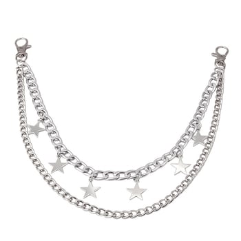 Európai és amerikai, határokon átnyúló stílusú férfi és női hip-hop nadráglánc, kétrétegű, ötágú csillag díszítőlánc, divatos univerzális testlánc