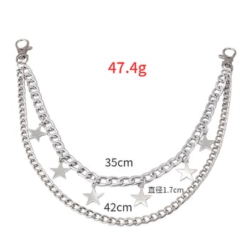 Európai és amerikai, határokon átnyúló stílusú férfi és női hip-hop nadráglánc, kétrétegű, ötágú csillag díszítőlánc, divatos univerzális testlánc