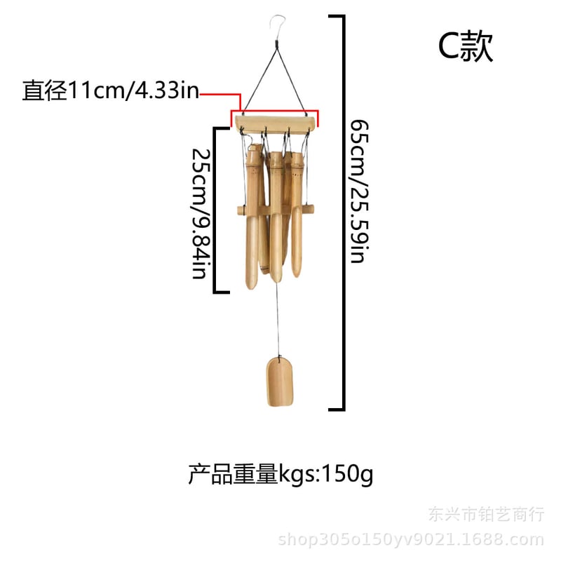 Bambusz szélcsengők, kínai és japán stílusban, kültéri szálloda, családi szállás, udvari csengő, kempingezés, erkélydekoráció.