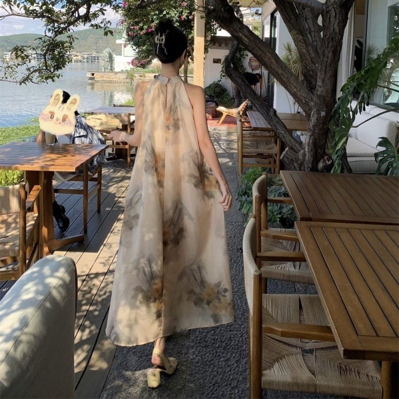 Új kínai stílusú, pántnélküli sifon ruha, gyönyörű és elegáns, derekát szűkítő, váll nélküli, kínai nemzeti stílusú ünnepi ruha