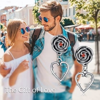 Határokon átnyúló új ékszer, európai és amerikai retró kreatív, egyszerű univerzális fekete rózsa, szív alakú fülbevaló nőknek