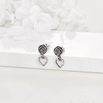 Határokon átnyúló új ékszer, európai és amerikai retró kreatív, egyszerű univerzális fekete rózsa, szív alakú fülbevaló nőknek