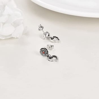 Határokon átnyúló új ékszer, európai és amerikai retró kreatív, egyszerű univerzális fekete rózsa, szív alakú fülbevaló nőknek