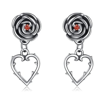 Határokon átnyúló új ékszer, európai és amerikai retró kreatív, egyszerű univerzális fekete rózsa, szív alakú fülbevaló nőknek