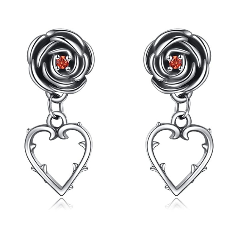 Határokon átnyúló új ékszer, európai és amerikai retró kreatív, egyszerű univerzális fekete rózsa, szív alakú fülbevaló nőknek