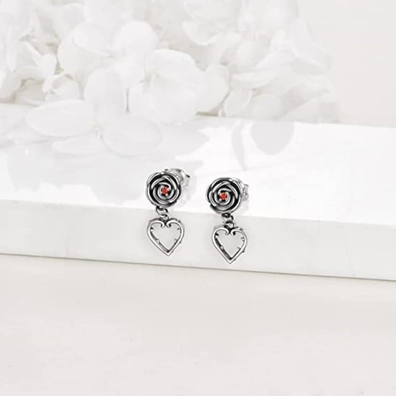 Határokon átnyúló új ékszer, európai és amerikai retró kreatív, egyszerű univerzális fekete rózsa, szív alakú fülbevaló nőknek