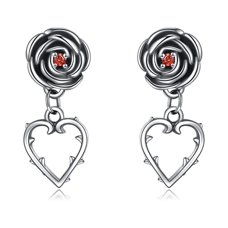 Határokon átnyúló új ékszer, európai és amerikai retró kreatív, egyszerű univerzális fekete rózsa, szív alakú fülbevaló nőknek