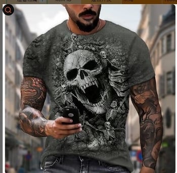 025 Új, rövid ujjú, egyenes szabású, 3D-s nyomtatású, állatos motívumokkal és hip-hop felirattal ellátott póló férfiaknak és fiataloknak