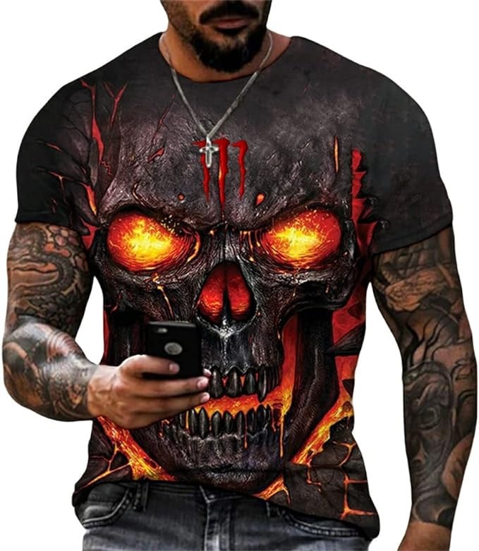 025 Új, rövid ujjú, egyenes szabású, 3D-s nyomtatású, állatos motívumokkal és hip-hop felirattal ellátott póló férfiaknak és fiataloknak