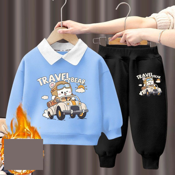 Pulóver szett fiúknak és lányoknak, új stílus 2024 - lezser pulóver hosszú ujjal és gallérral, stílusos és meleg téli kétrészes szett